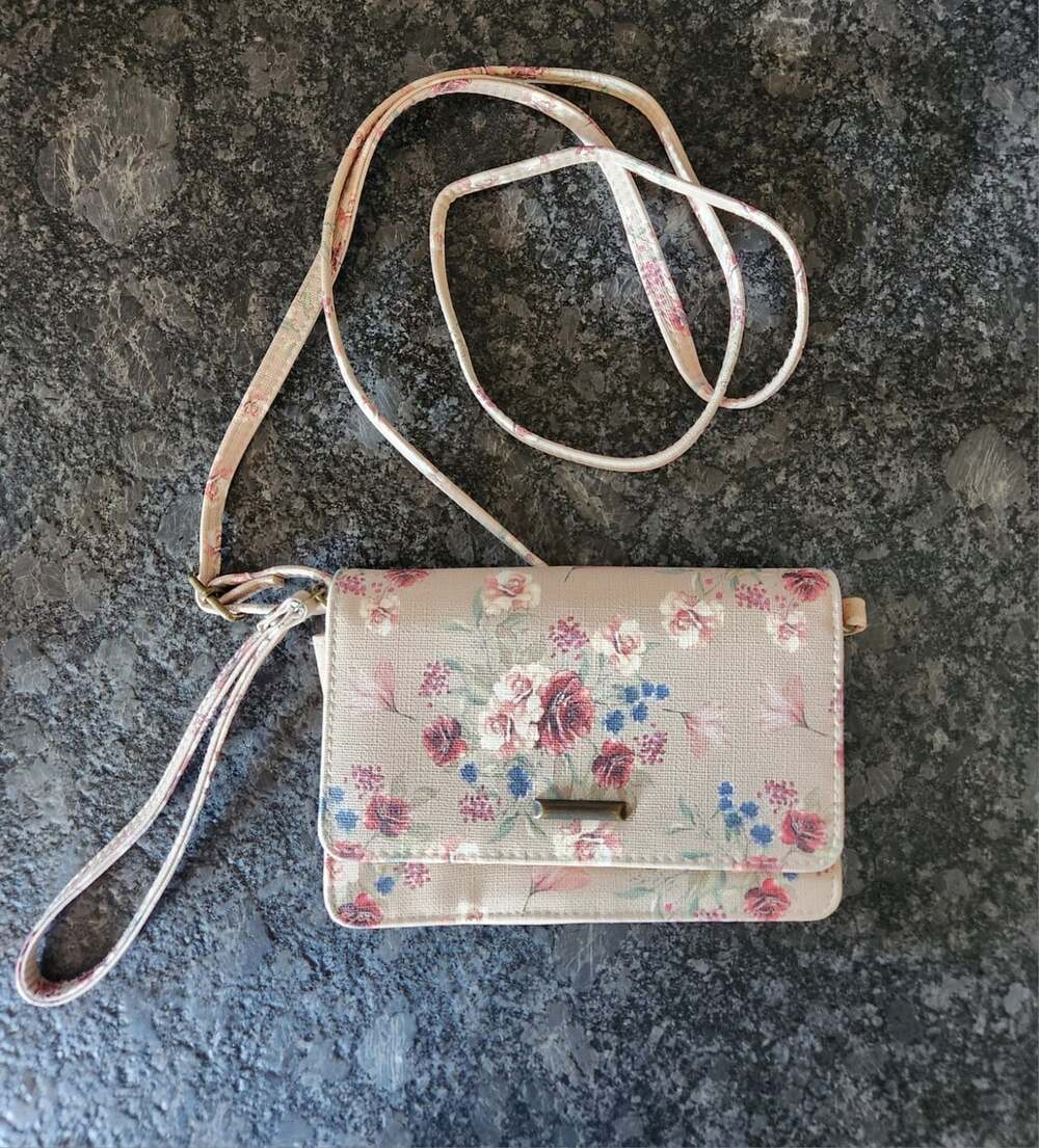 Safe Keeper Floral Adjustable Strap Crossbody Wallet Purse RFID Wristlet